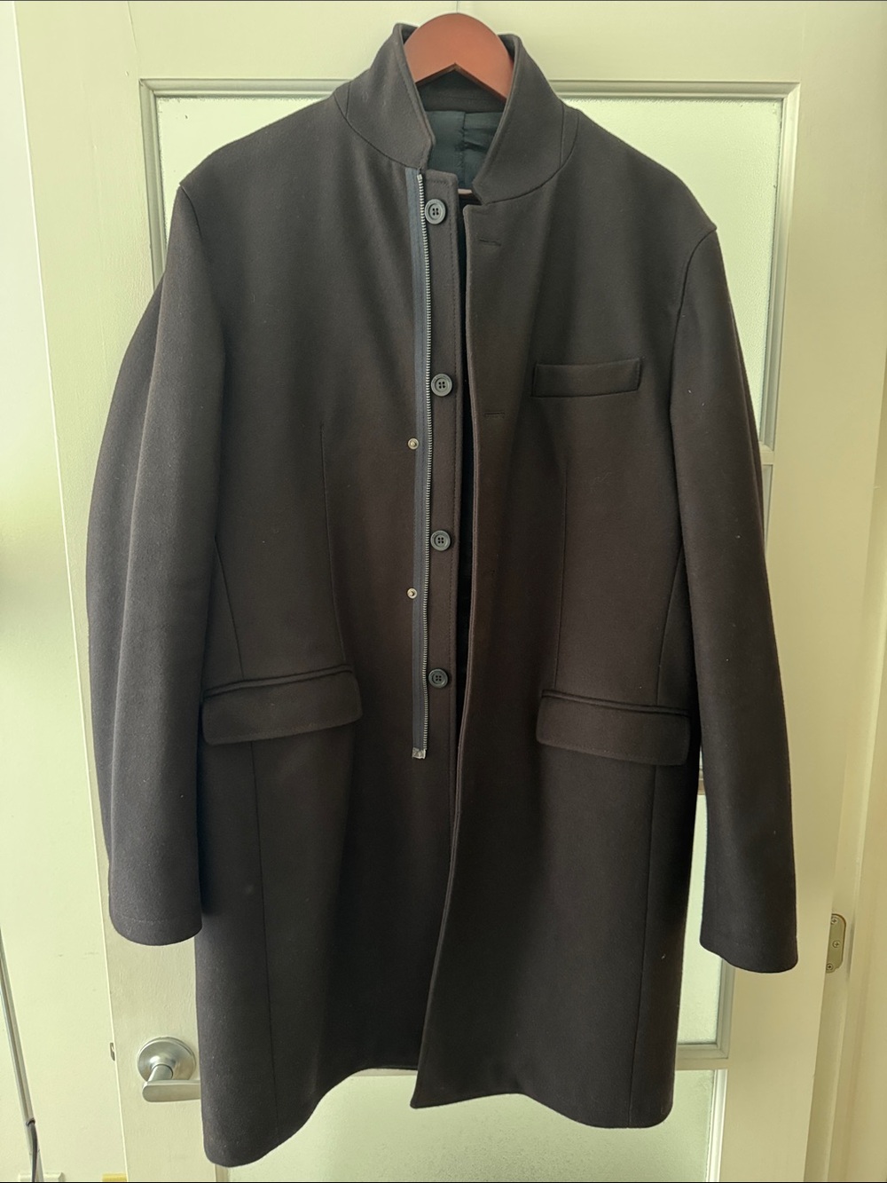 Dirk Bikkembergs Men's Dark Brown Stand-Collar Trench Coat Slim Fit